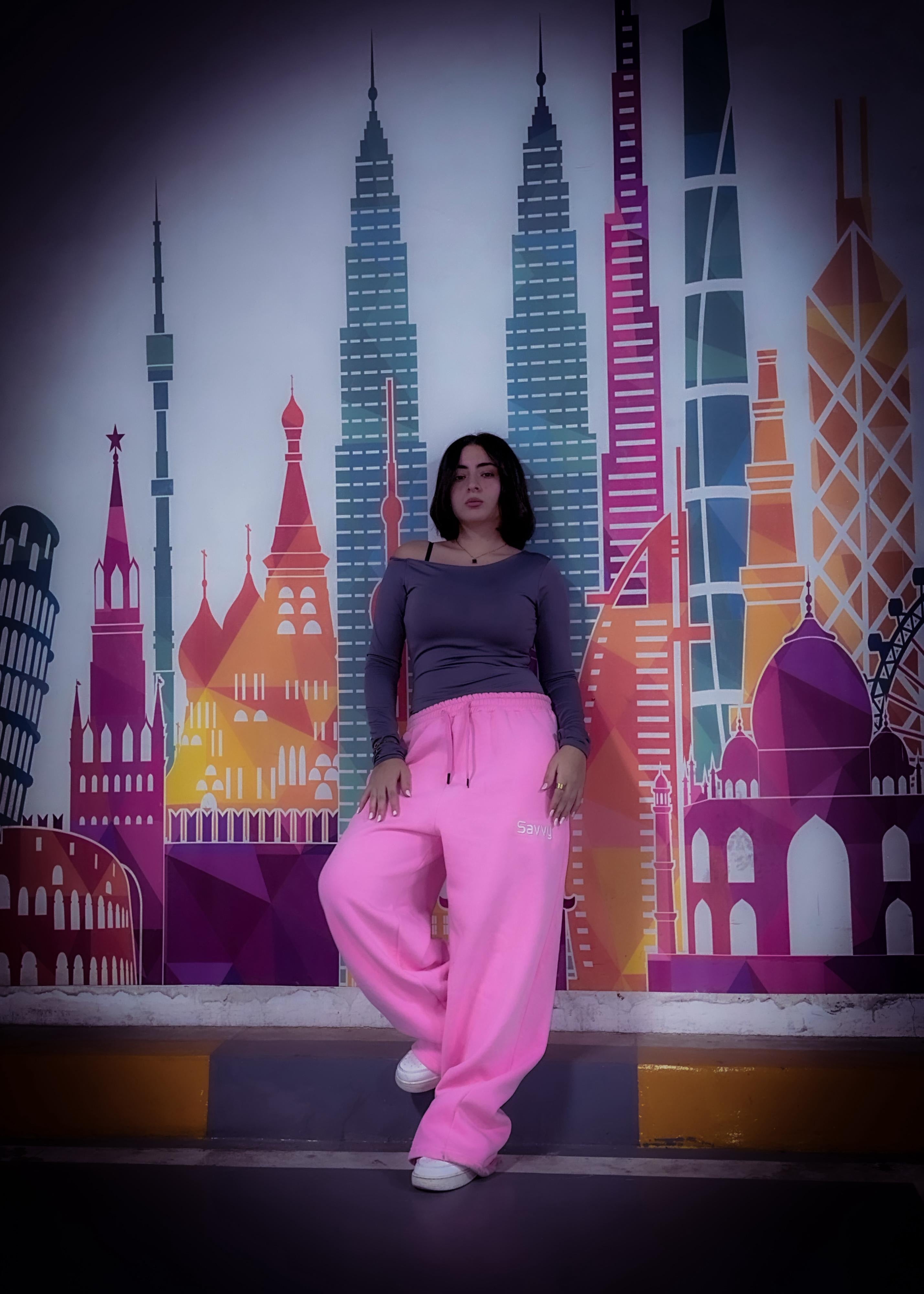 Pink wide leg sweatpants