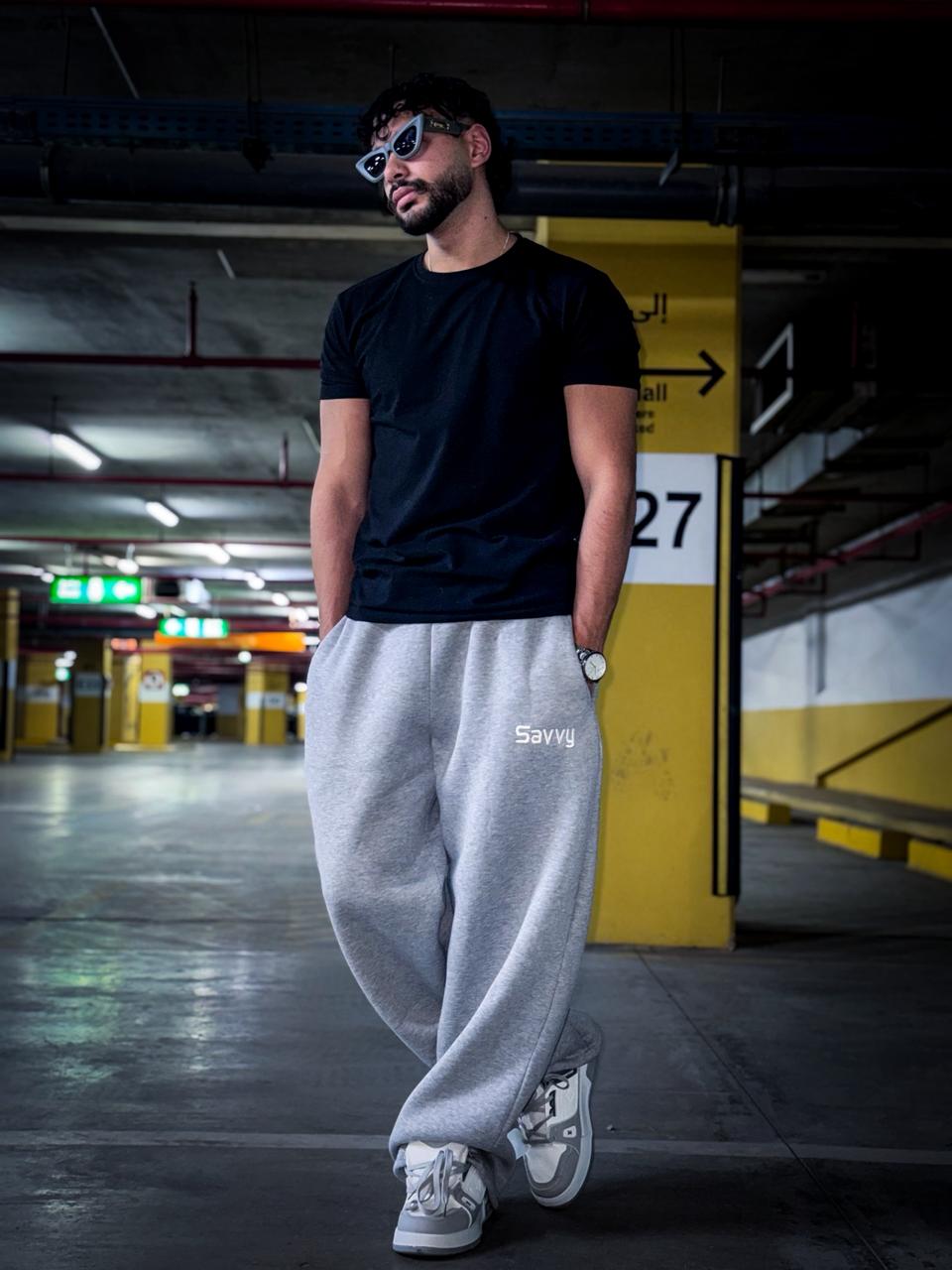 Grey wide leg sweatpants